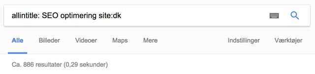 Allintitle-søgning på SEO optimering