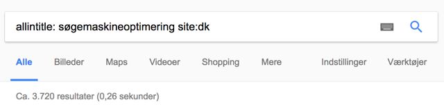 Allintitle-søgning på Søgemaskineoptimering